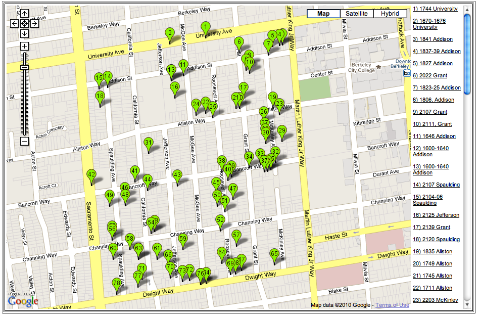 Central Berkeley's McGee Spaulding Tract Map