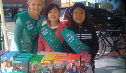 Girl Scout Cookies For Sale in front of Peet's Coffee - 1825 Solano Avenue in Thousand Oaks Berkeley