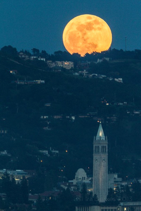 Super Moon Rising behind UC Berkeley Sather Tower