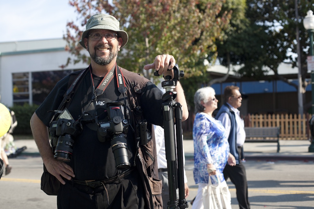 Ira Serkes with tripod and cameras