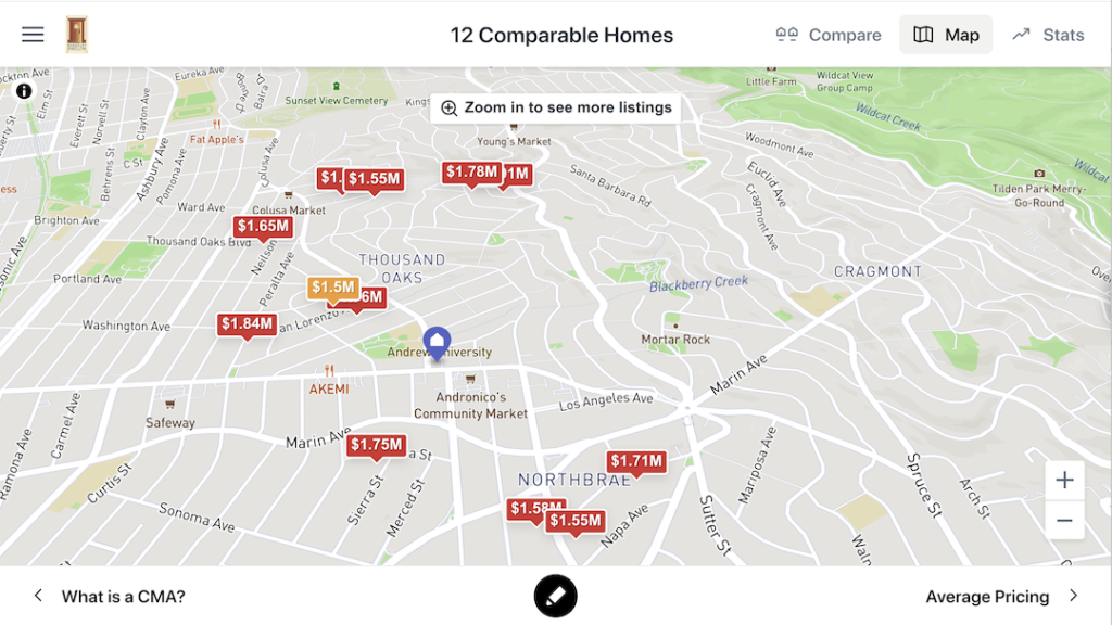Market Research - Map showing sales near a home you're selling or buying