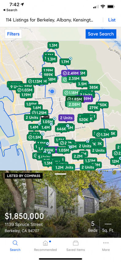 Map of COMPASS Berkeley Real Estate Search Results