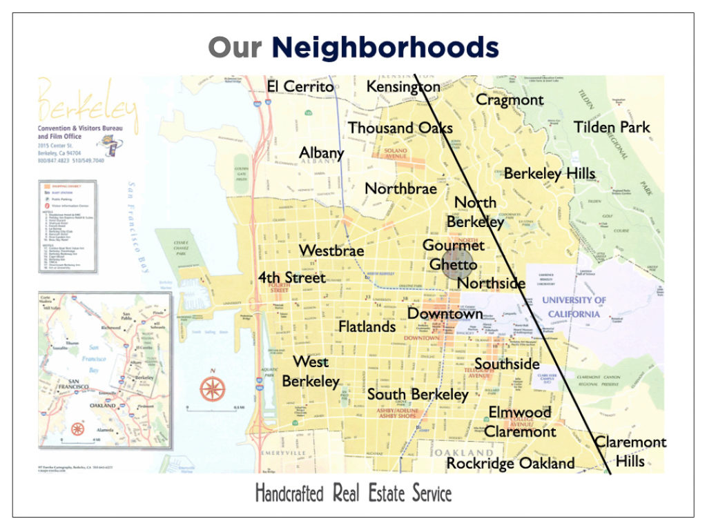 Map of Berkeley Neighborhoods also showing Hayward Fault Line