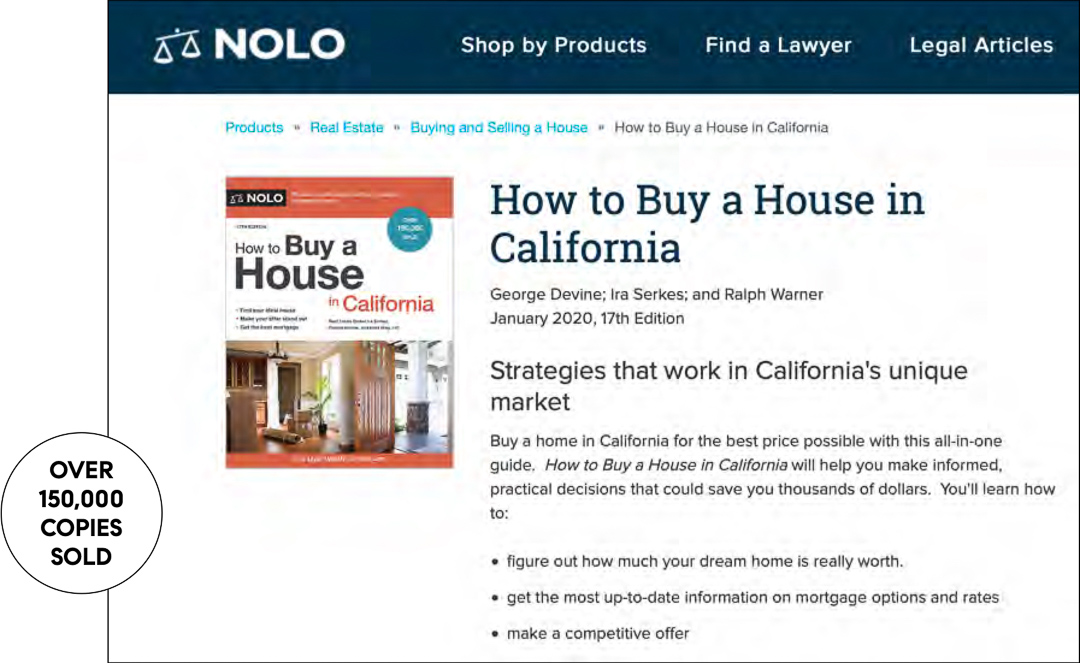 Ira's Nolo Press Book "How To Buy A House In California"